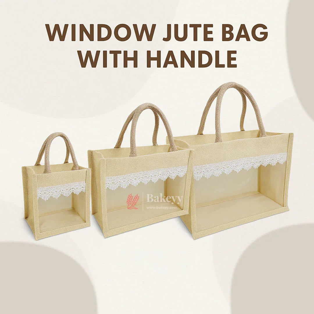 Window Jute Bag With Handle - Bakeyy.com