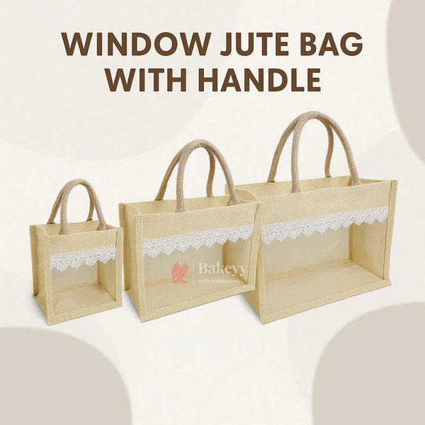 Window Jute Bag With Handle - Bakeyy.com