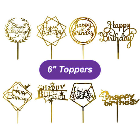 6" Happy Birthday Cake Toppers - Bakeyy.com