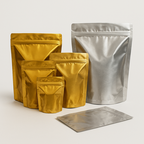Gold & Silver Stand-Up Zip Lock Pouches