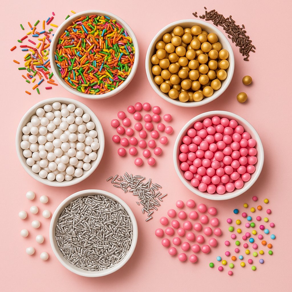 Sugar confetti and sprinkles from Bakeyy.com for cake decoration