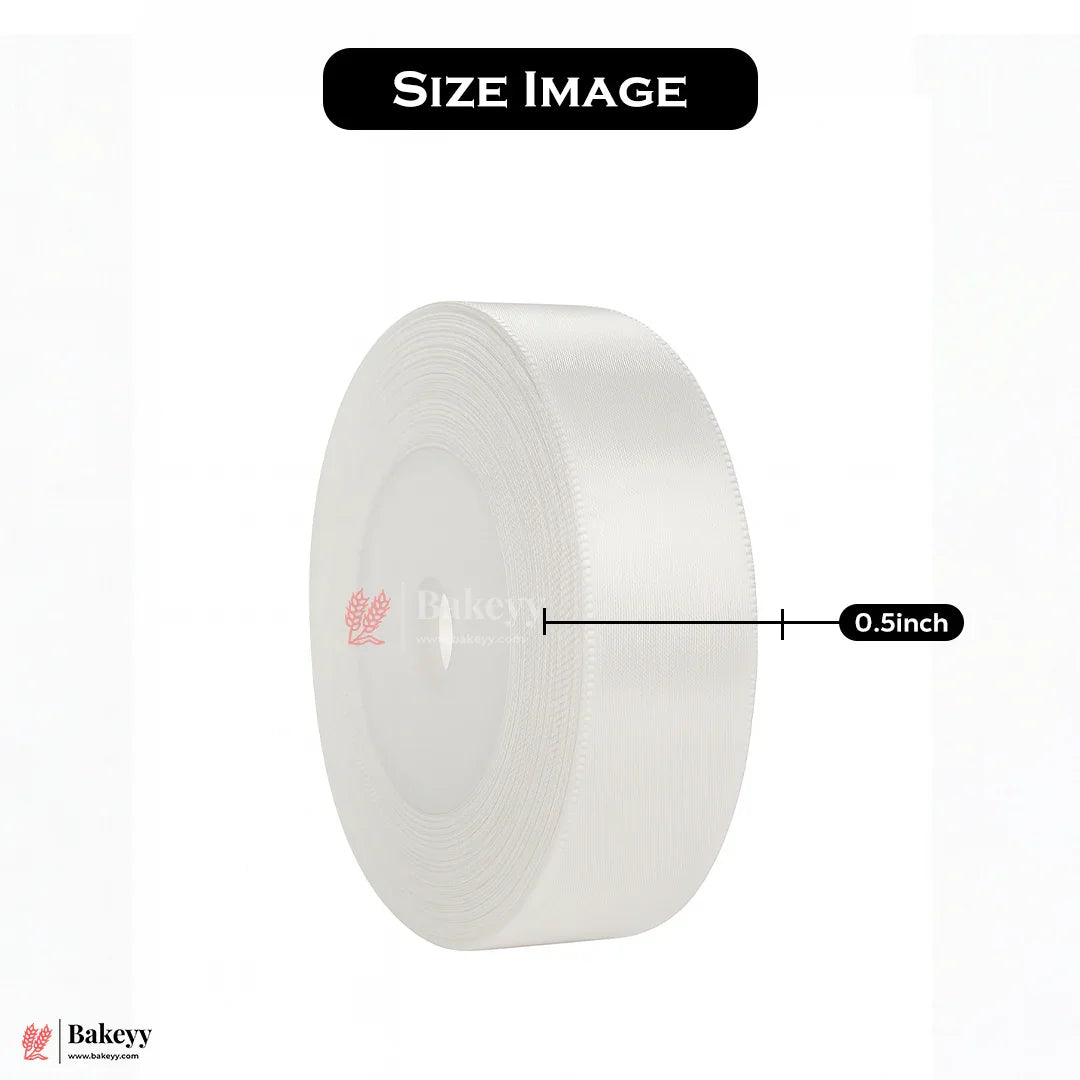 0.5 inch |18 Mtr White Satin Ribbon Roll – High-Quality Decorative Ribbon for Gift Wrapping & Crafts| 1 Roll