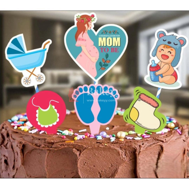 6pcs Baby Shower theme Birthday Cake Topper| Cupcake Toppers| Bday Decorations Items - Bakeyy.com - India - 6pcs Baby Shower theme Birthday Cake Topper| Cupcake Toppers| Bday Decorations Items - Default Title