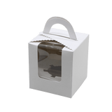 1 Cupcake Box with Handle |  White Colour | With Front Window | 1 Jar Box