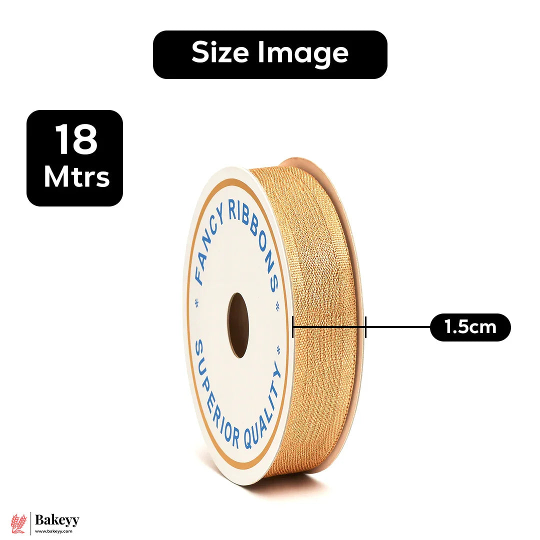 Copper Mesh Fancy Ribbon – 1.5 cm x 18 Meters | Premium Metallic Finish | 1 Roll