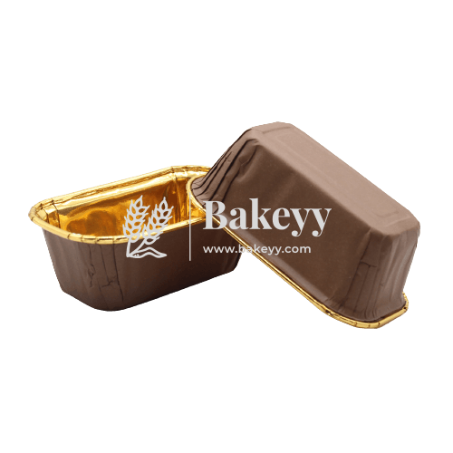 100 g Gold Bake and Serve Rectangle Mould | Paper Baking Mould | Plum Cake Bar Mould | Pack of 50 - Bakeyy.com