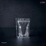 Clear plastic bag with dimensions labeled on a dark background, featuring the Bakey brand.