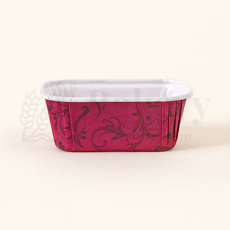 Rectangular container with pink floral pattern on a white background