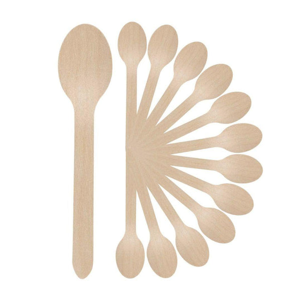 100mm Disposable Wooden Spoon | Pack of 100 | Bio-Degradable - Bakeyy.com