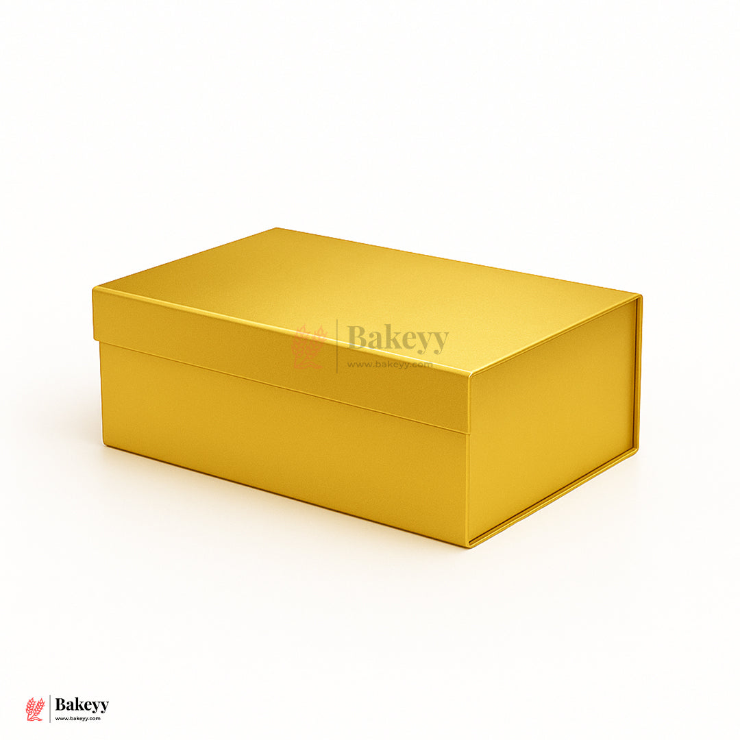 10x8x4 Inches | Premium Gold Collapsible Hamper Box with Magnetic Lid | Pack of 1