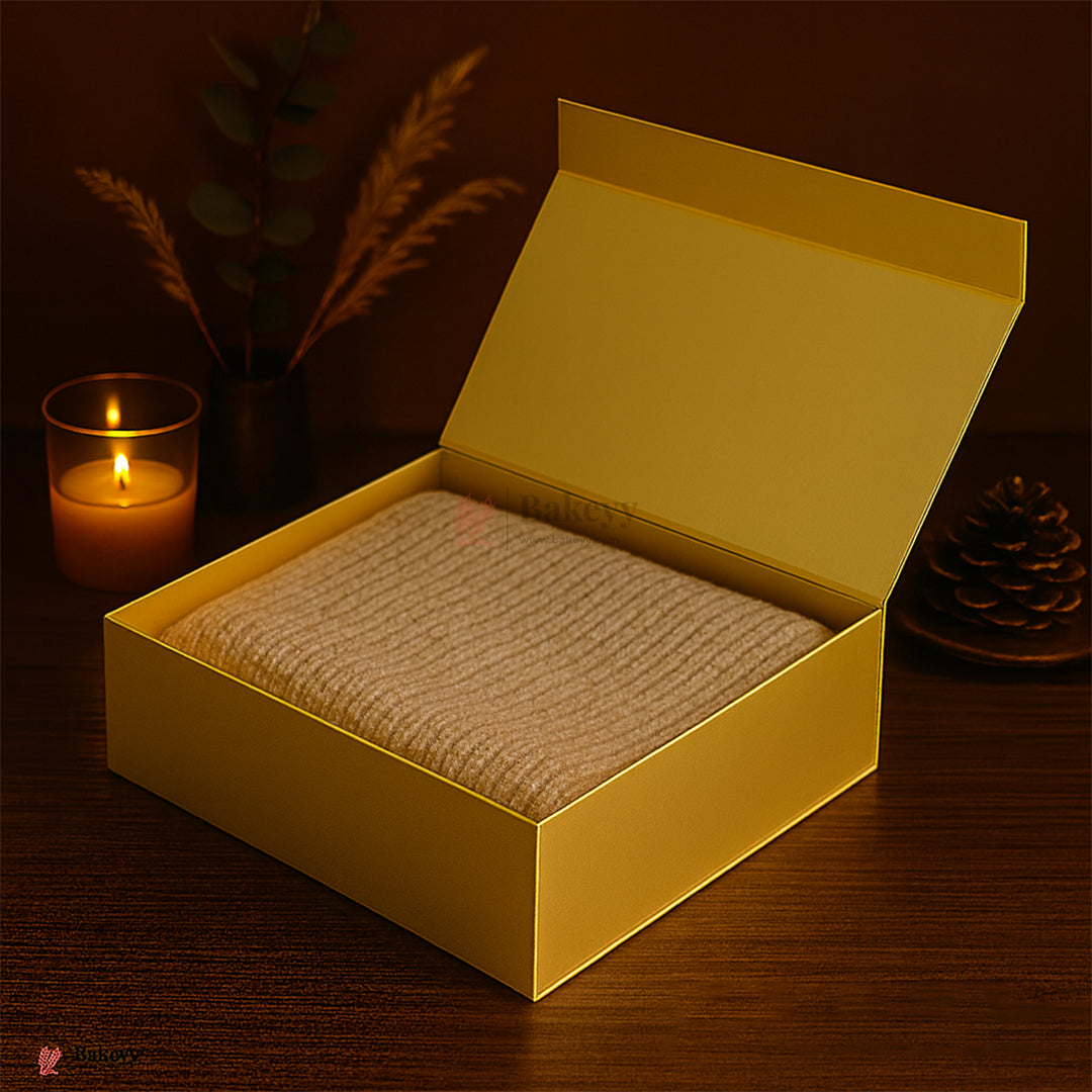 10x8x4 Inches | Premium Gold Collapsible Hamper Box with Magnetic Lid | Pack of 1