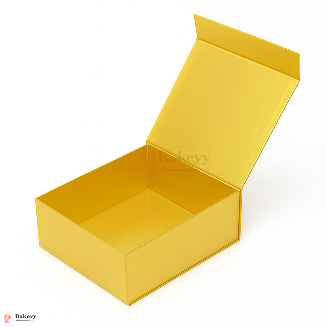 10x8x4 Inches | Premium Gold Collapsible Hamper Box with Magnetic Lid | Pack of 1