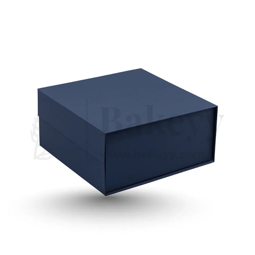 Premium Navy Blue Colour Collapsible Magnetic Lid Gift Box - Pack of 1 - Bakeyy.com - India - Premium Navy Blue Colour Collapsible Magnetic Lid Gift Box - Pack of 1 - 8x8x4 Inch