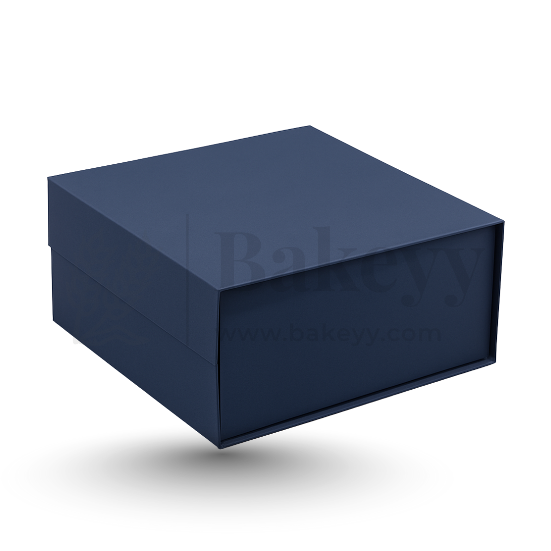 10x10x4 Inches | Large Sized Premium Navy Blue Colour Collapsible Magnetic Lid Gift Box - Pack of 1