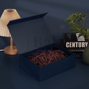Premium Navy Blue Colour Collapsible Magnetic Lid Gift Box - Pack of 1 - Bakeyy.com - India - Premium Navy Blue Colour Collapsible Magnetic Lid Gift Box - Pack of 1 - 8x8x4 Inch