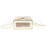 12x10x5 Inches | Premium Cream Hamper Box with Window & Golden Handle Rope – Pack of 10