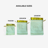 7x10 CM | Small Sized Premium Foam Jute Drawstring Pouch – Cream with Golden Top - Pack of 25