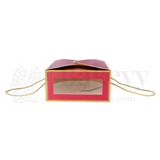 12x10x5 Inches | Premium Red Hamper Box with Window & Golden Handle Rope – Pack of 10