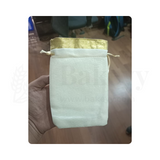 12x18 CM | Large Sized Premium Foam Jute Drawstring Pouch – Cream with Golden Top - Pack of 25
