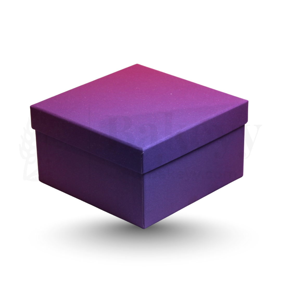 20x20x9 cm | Premium Purple Glitter Hamper Rigid Gift Box – Pack of 1