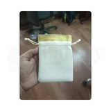 7x10 CM | Small Sized Premium Foam Jute Drawstring Pouch – Cream with Golden Top - Pack of 25