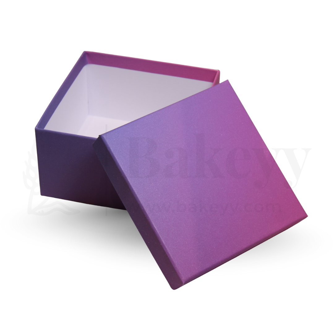 20x20x9 cm | Premium Purple Glitter Hamper Rigid Gift Box – Pack of 1