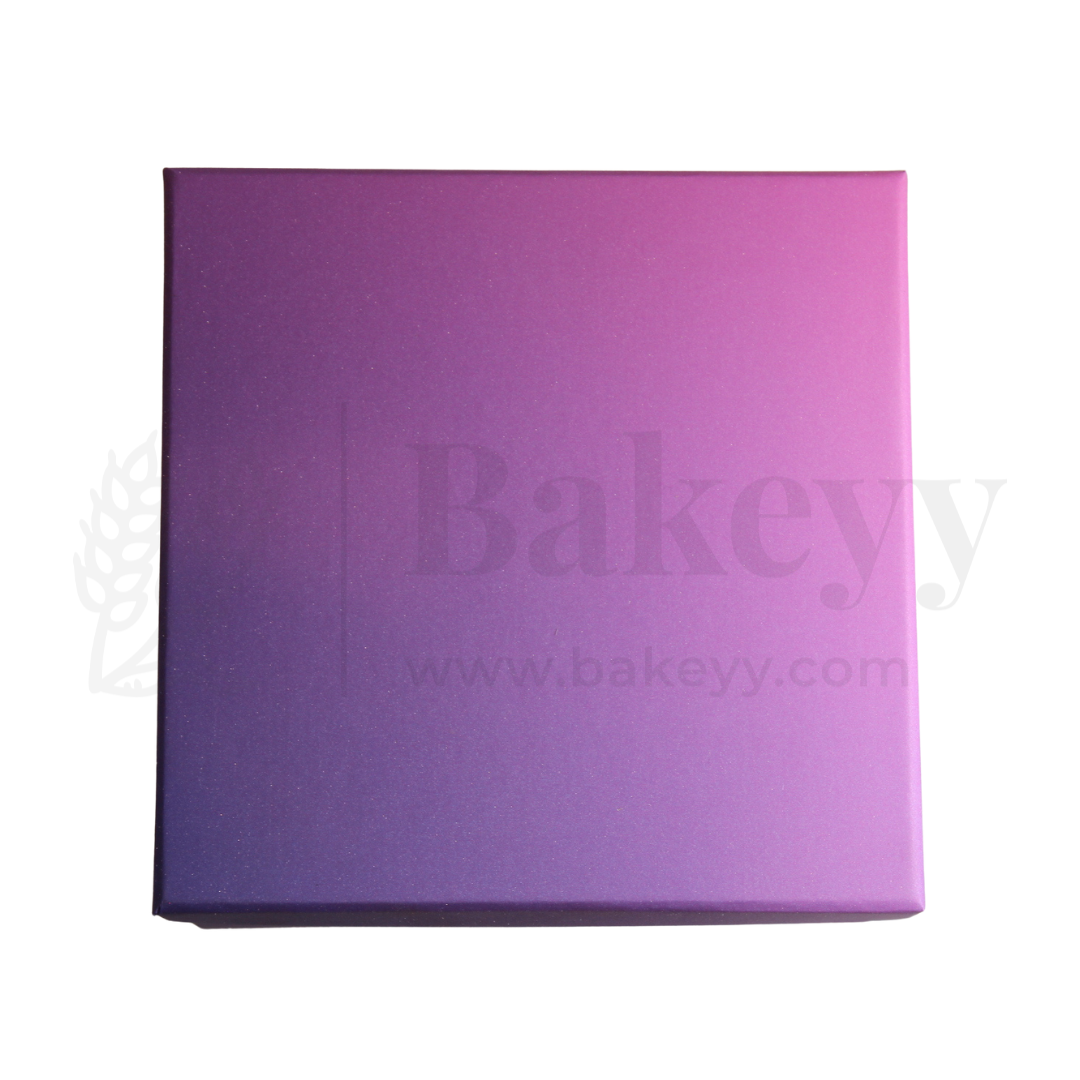 20x20x9 cm | Premium Purple Glitter Hamper Rigid Gift Box – Pack of 1