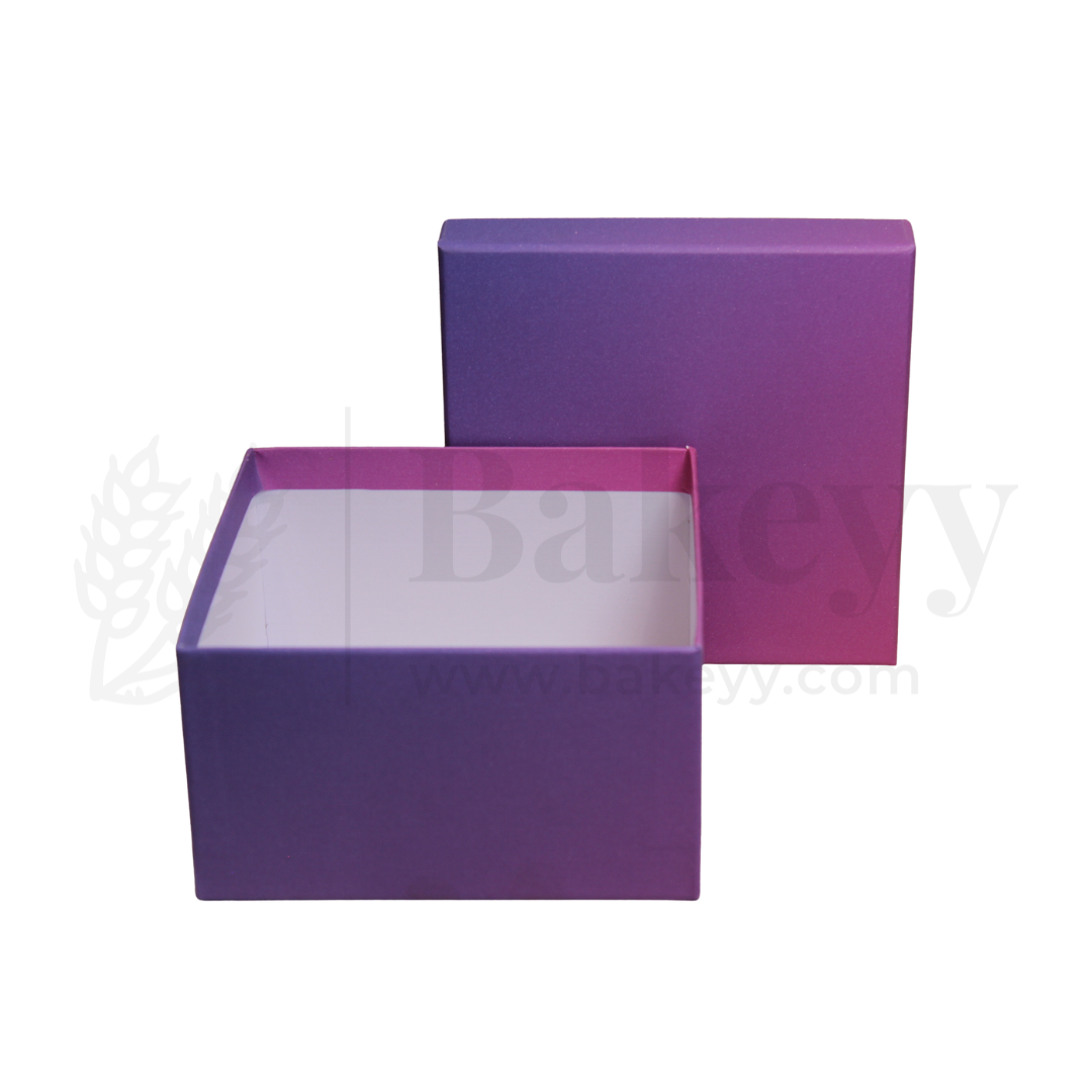 20x20x9 cm | Premium Purple Glitter Hamper Rigid Gift Box – Pack of 1