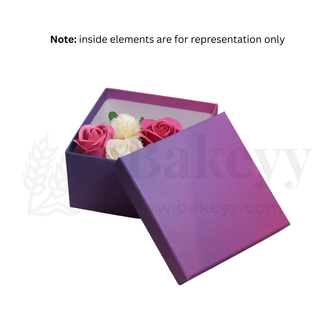 20x20x9 cm | Premium Purple Glitter Hamper Rigid Gift Box – Pack of 1