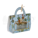 10.5x3.5x9.5 Inches | Floral Printed Light Blue Colour Hamper Box with Handle - Pack of 10