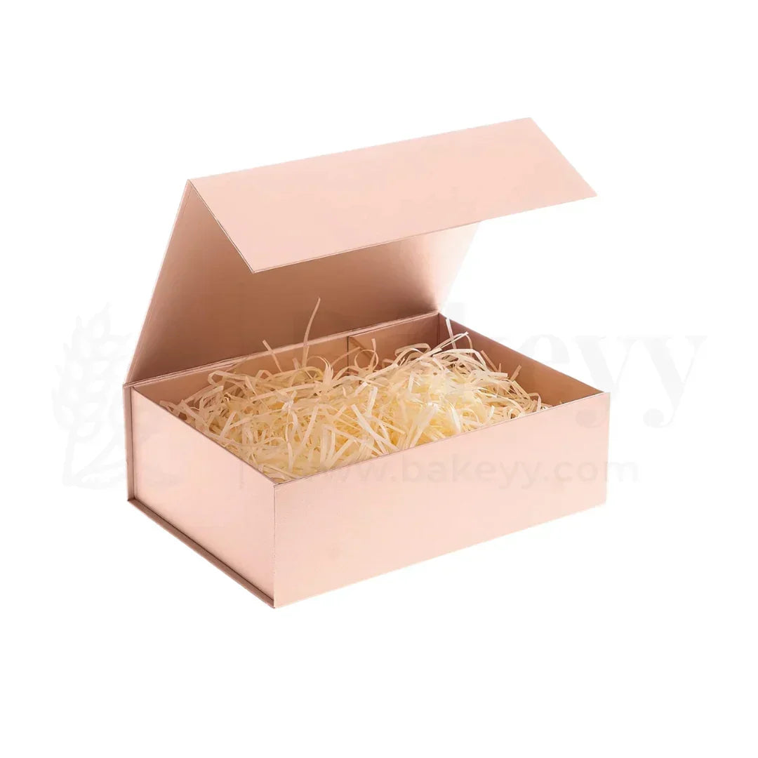 Premium Peach Colour Collapsible Magnetic Lid Gift Box - Pack of 1 - Bakeyy.com - India - Premium Peach Colour Collapsible Magnetic Lid Gift Box - Pack of 1 - 8x8x4 Inch