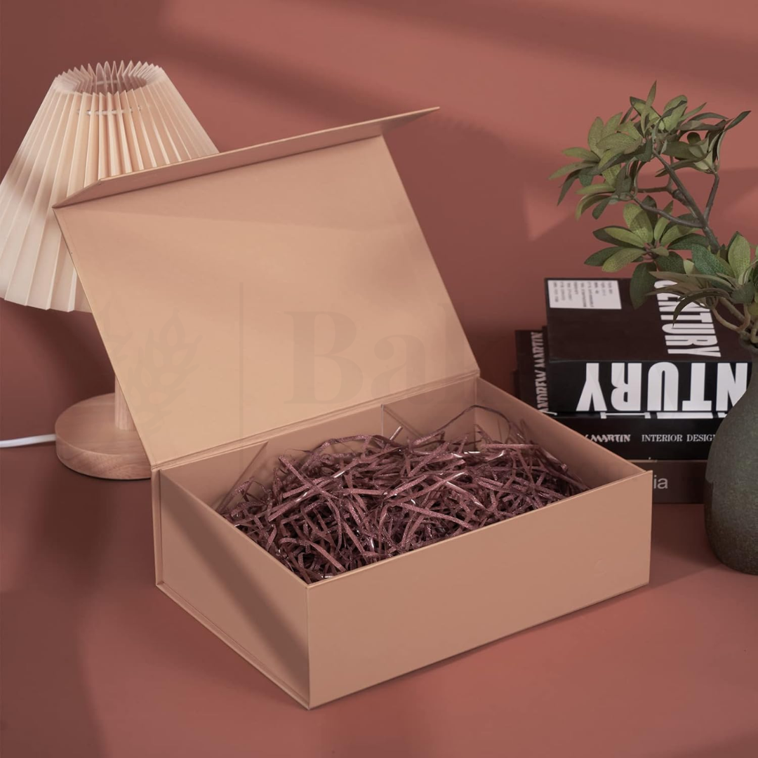 10x8x4 Inches | Medium Sized Premium Peach Colour Collapsible Magnetic Lid Gift Box - Pack of 1
