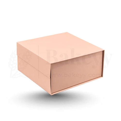 Premium Peach Colour Collapsible Magnetic Lid Gift Box - Pack of 1 - Bakeyy.com - India - Premium Peach Colour Collapsible Magnetic Lid Gift Box - Pack of 1 - 8x8x4 Inch
