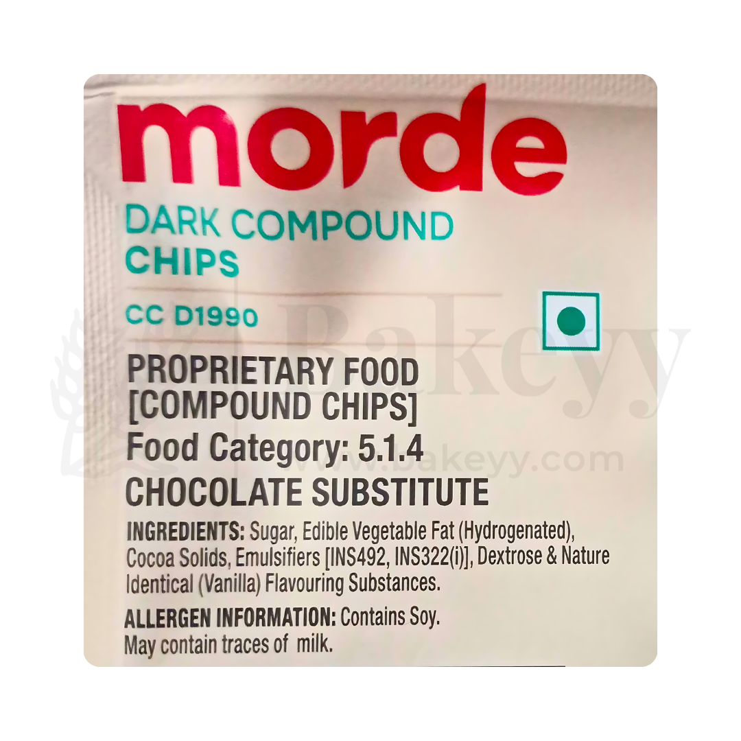 Morde Dark Compound Chips (CC D1990) – 500g | Premium Baking & Dessert Decoration