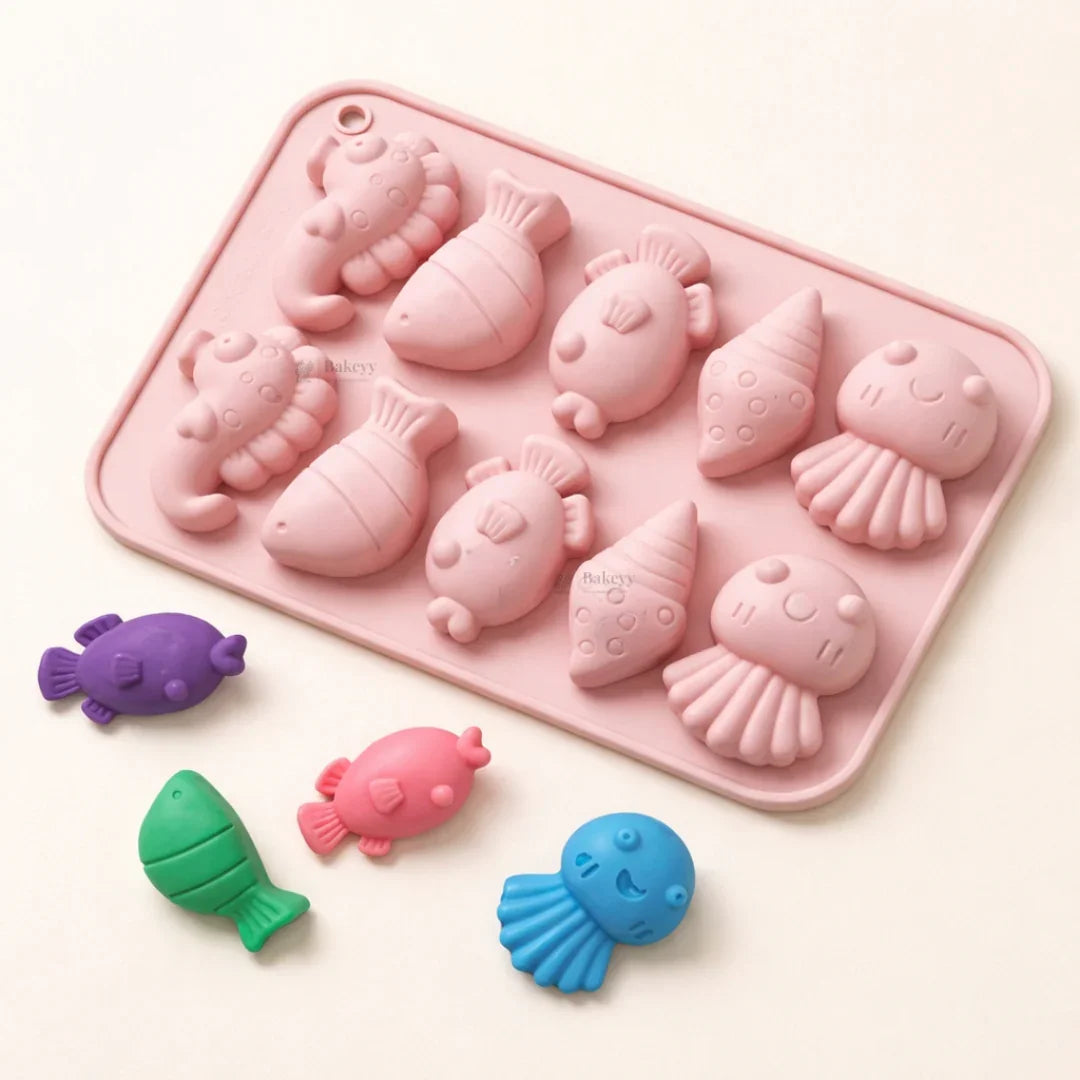 10CavityCuteSeaCreaturesSiliconeChocolateMould - Bakeyy.com