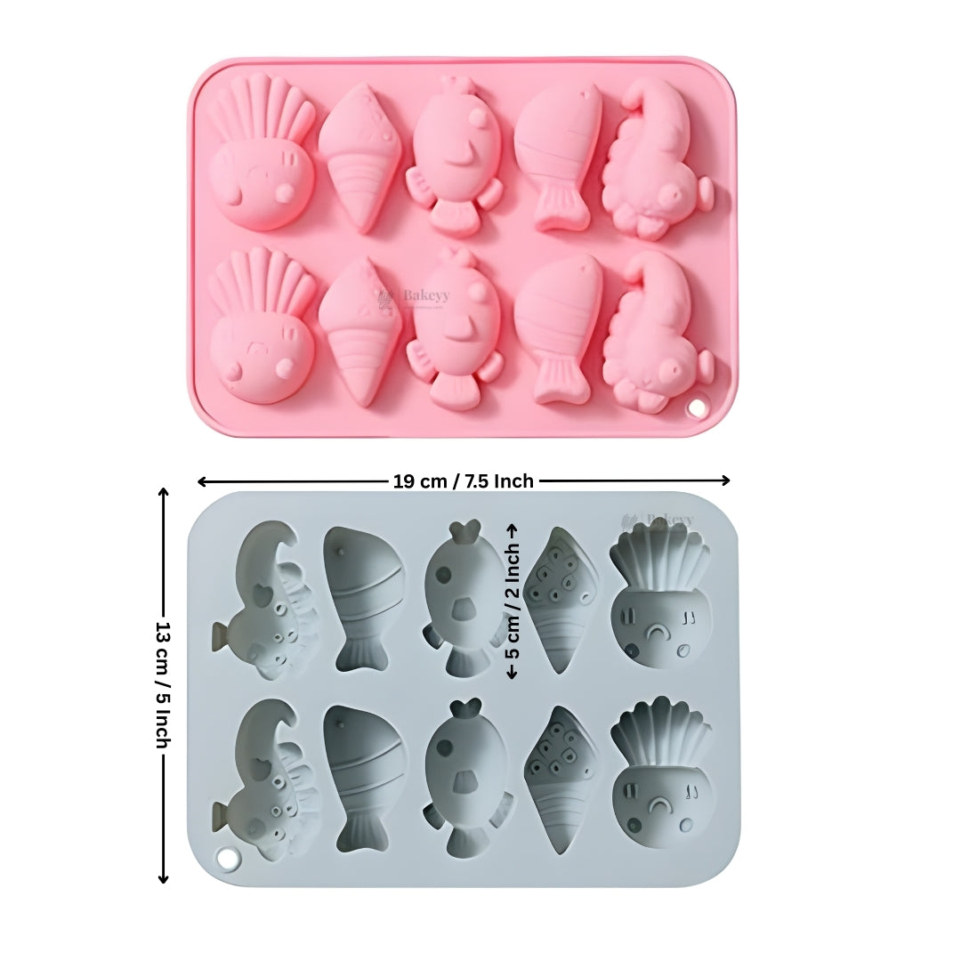 10 Cavity | Cute Sea Creatures Silicone Chocolate Mould | Pack of 1