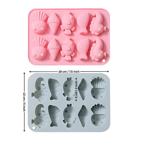 10 Cavity | Cute Sea Creatures Silicone Chocolate Mould | Pack of 1