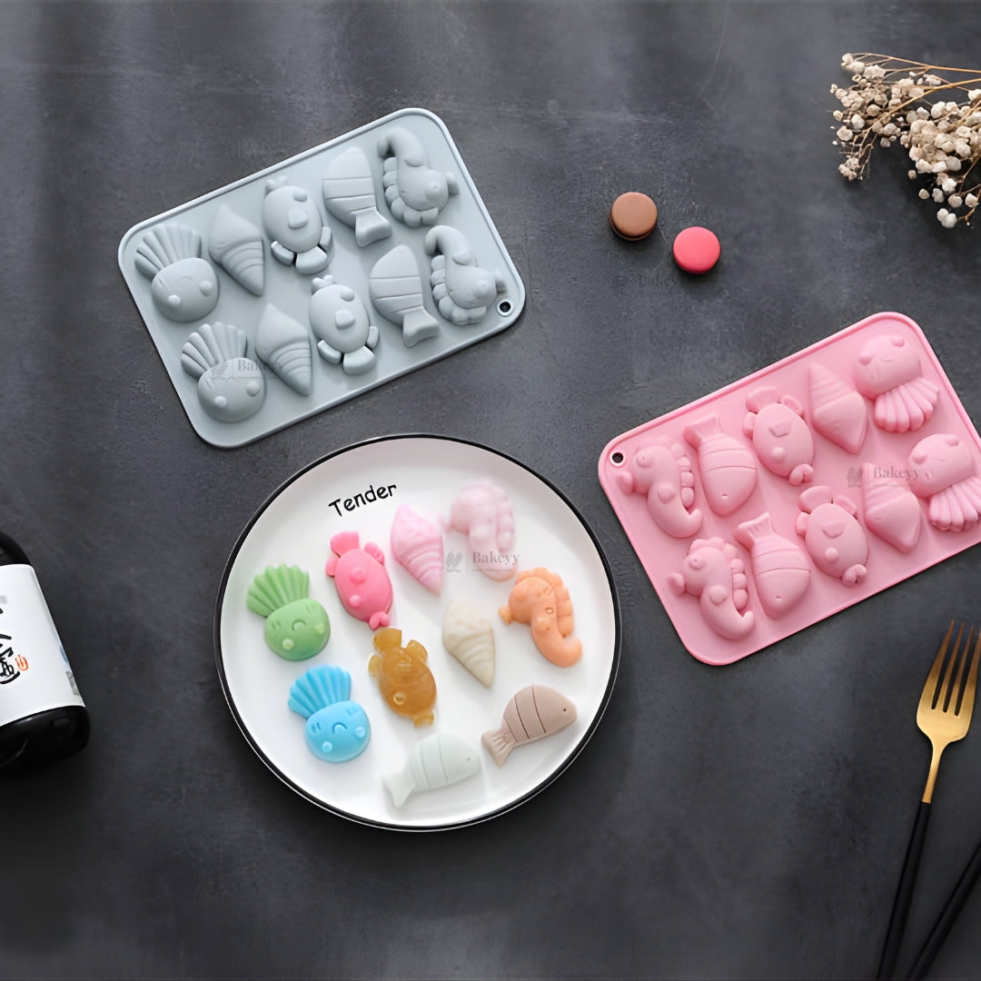 10 Cavity | Cute Sea Creatures Silicone Chocolate Mould | Pack of 1