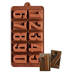 10 Cavity | Number Design Silicone Chocolate Mould (0–9) | Pack of 1