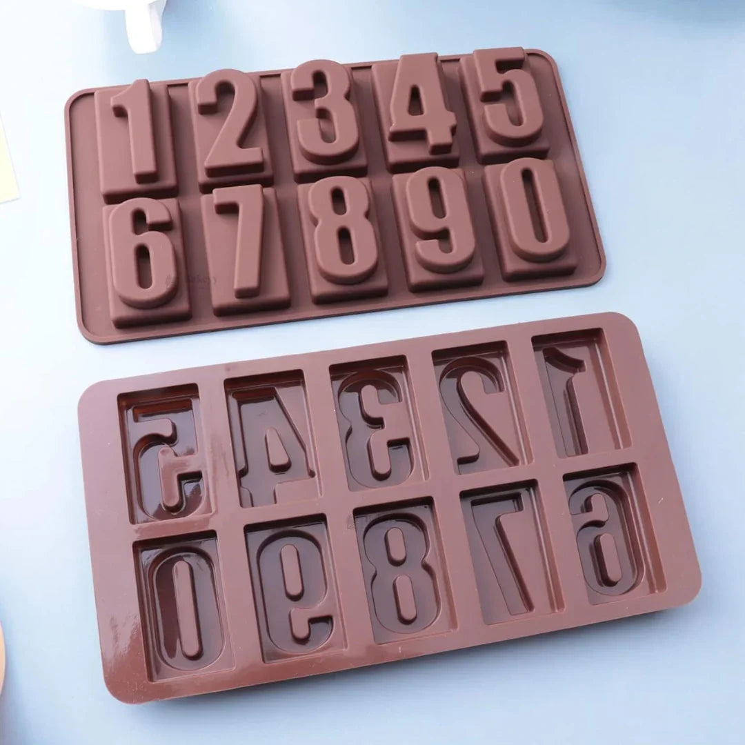 10 Cavity | Number Design Silicone Chocolate Mould (0–9) | Pack of 1