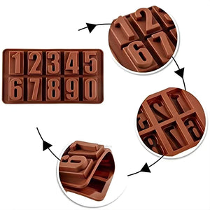 10 Cavity | Number Design Silicone Chocolate Mould (0–9) | Pack of 1