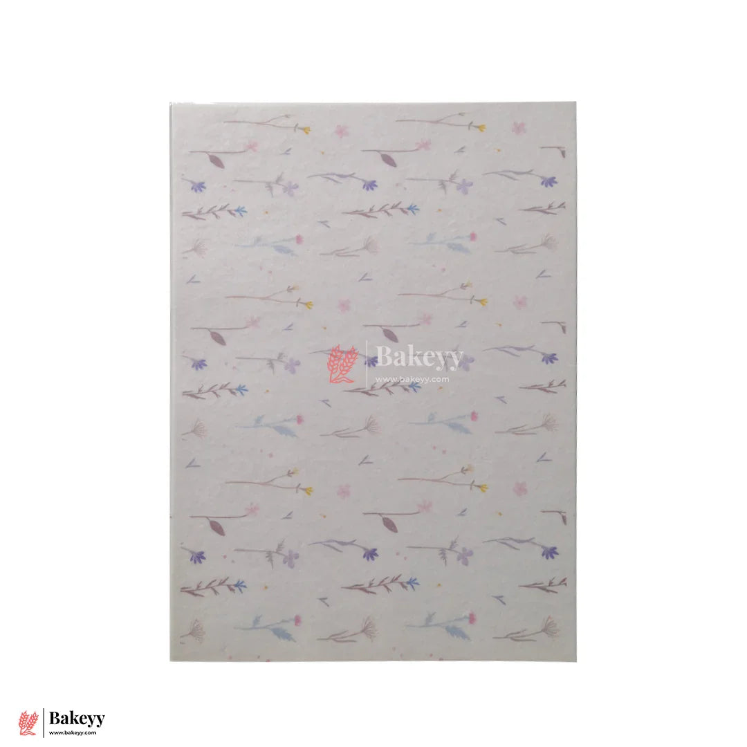 Colorful Edible Wafer Sheet – Soft Pastel Botanical Design  | Pack Of 1