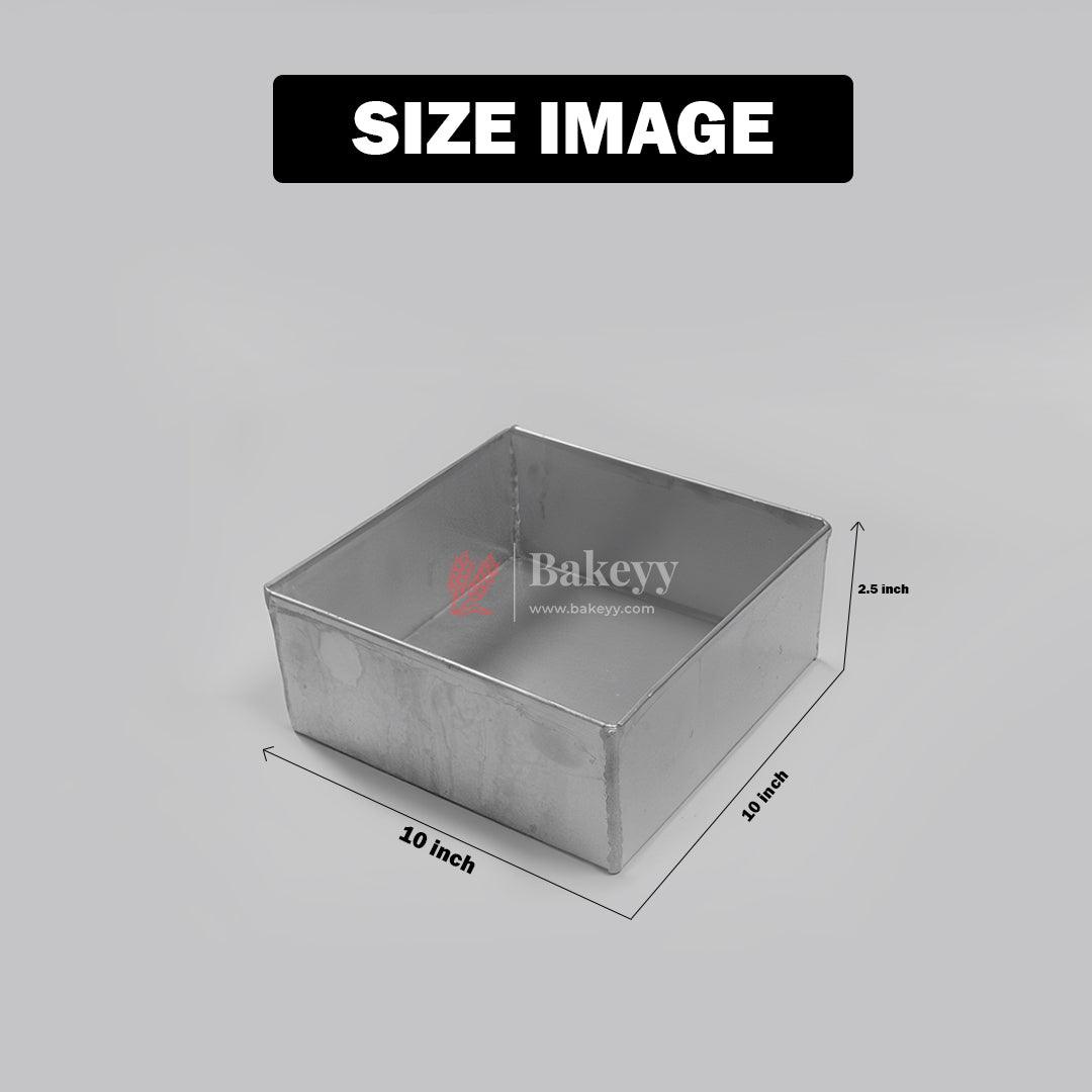 10 inch Aluminum Square Cake Pan Mould Tin - Bakeyy.com - India - 10 inch Aluminum Square Cake Pan Mould Tin - Default Title