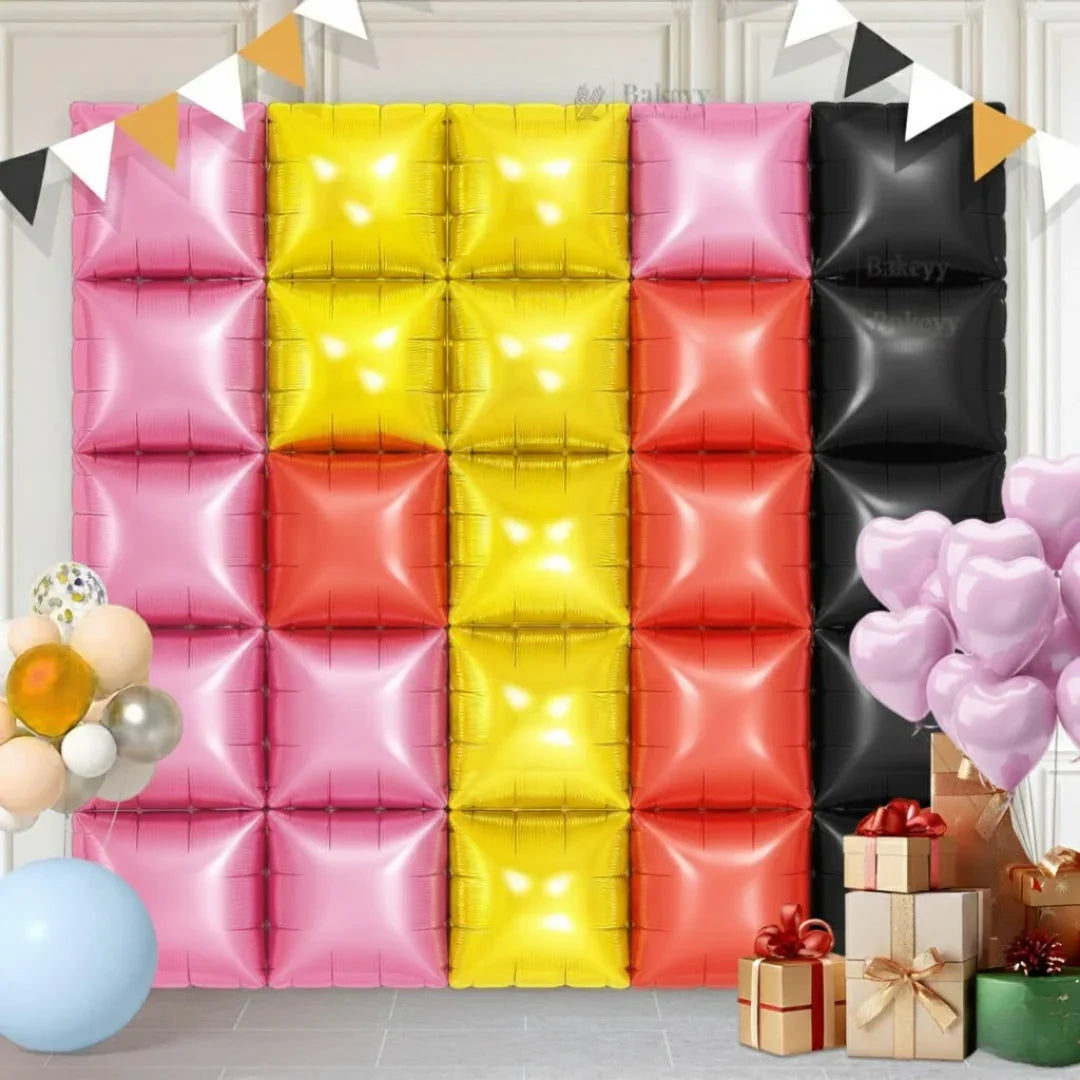 10 Pcs Foil Balloon Backdrop  Metallic Square Wall Decoration for Birthday & Party Décor  1 Piece