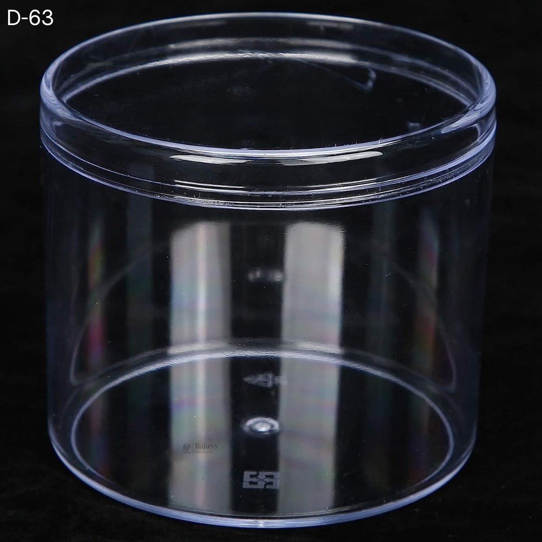 D-63 Acrylic Transparent Round Food Container with Lid | Multipurpose Storage & Dessert Packaging Box | Reusable Clear Container | Pack of 10