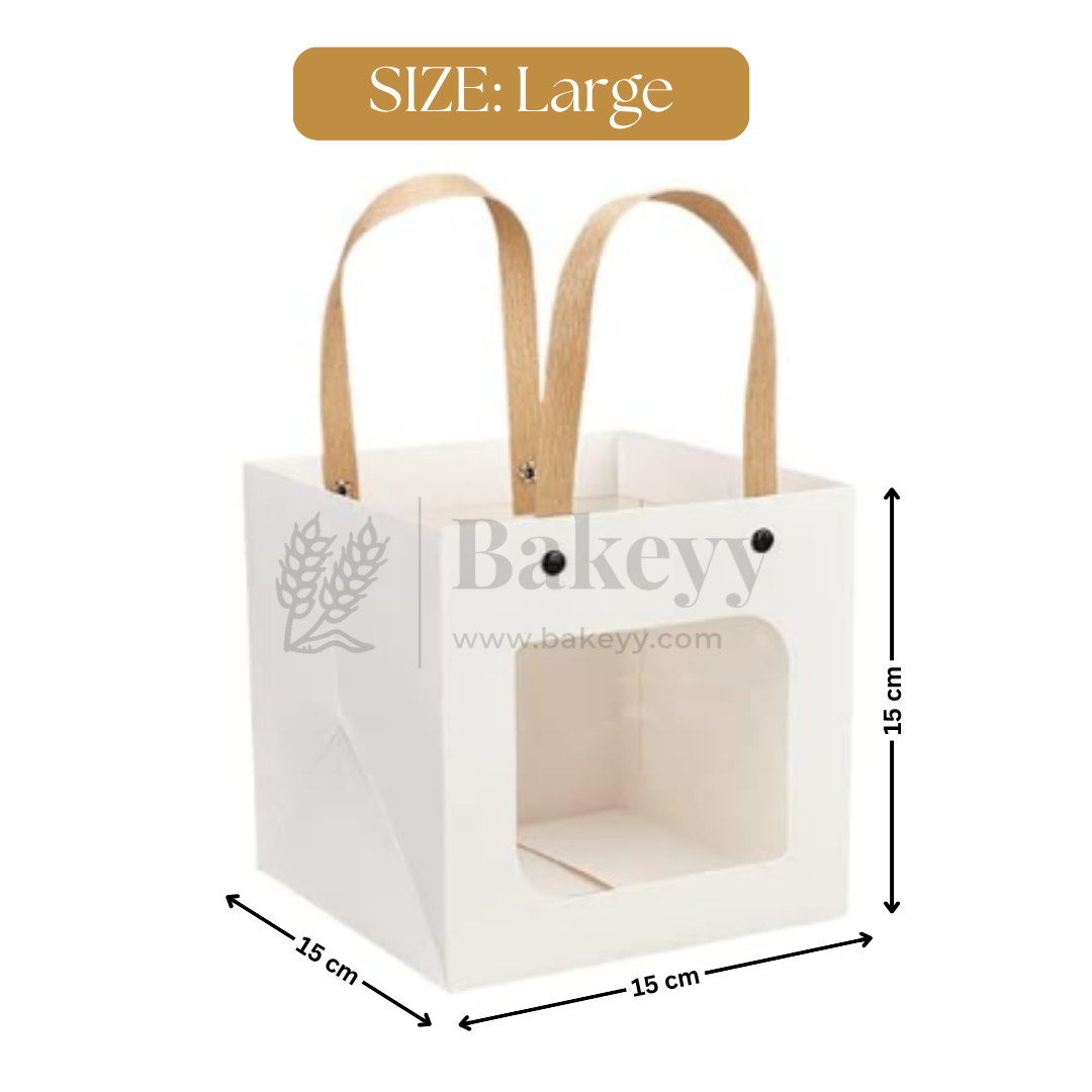 White Paper Gift Bag with Transparent Window | Pack of 10