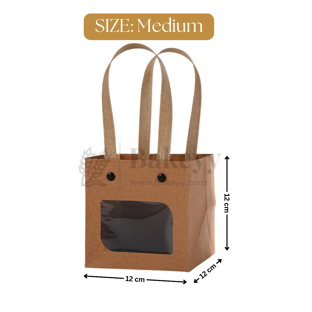 Kraft Paper Gift Bag with Transparent Window | Pack of 10