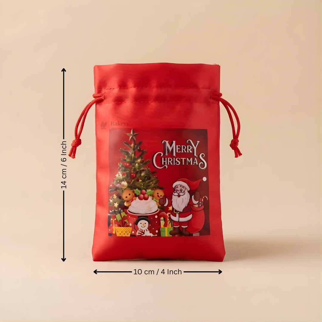 Satin Christmas Potli Bag | Perfect for Gifting & Hampers | Pack of 25