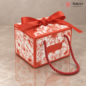 Floral Gift Box with Handle & Ribbon | 4 Colours | Pack of 10