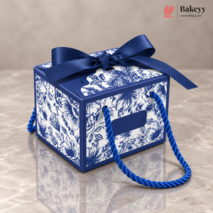 Floral Gift Box with Handle & Ribbon | 4 Colours | Pack of 10